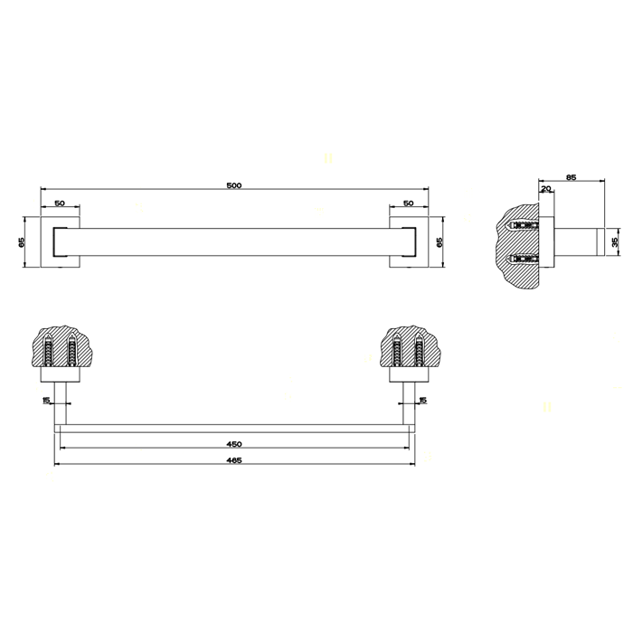 Gessi Rettangolo Поручень 45см для ванны или душа, цвет: хром Gessi Rettangolo Поручень 45см для ванны или душа, цвет: хром