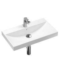 Комплект 4 в 1 Lavinia Boho Bathroom Sink 21510274, врезная фарфоровая раковина 80 см, смеситель, латунный сифон, донный клапан quick-clac
