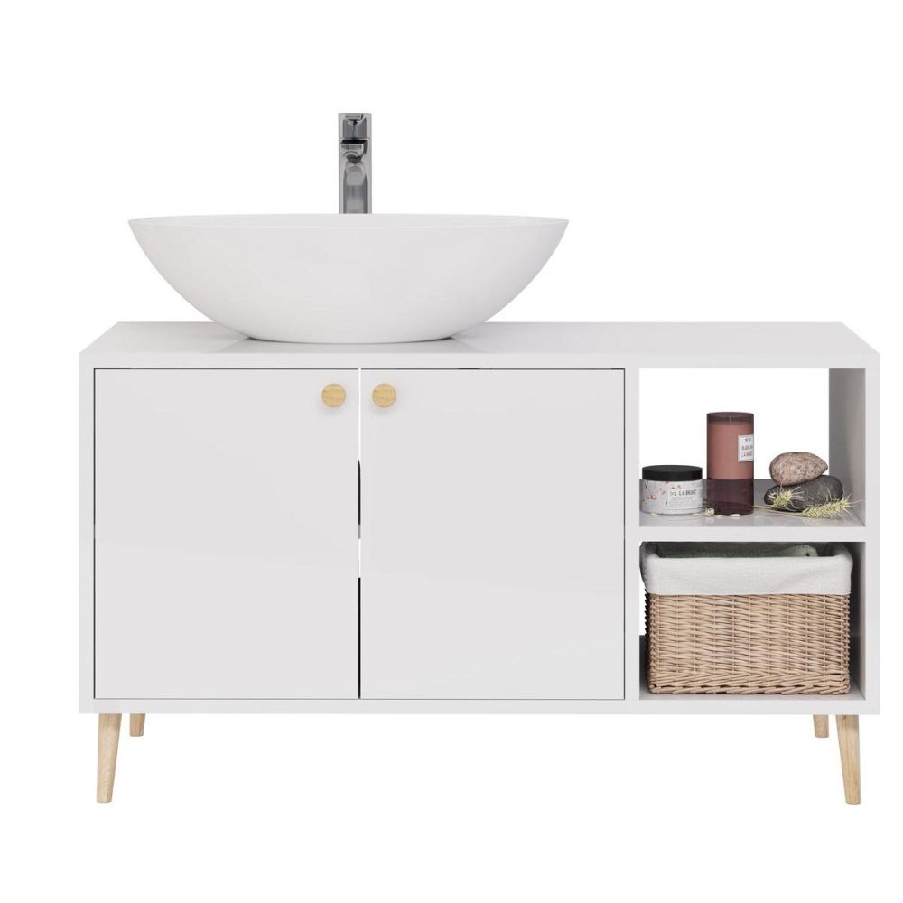 Тумба с раковиной напольная Dreja Luno 100 см, белый, артикул 99-2003-com