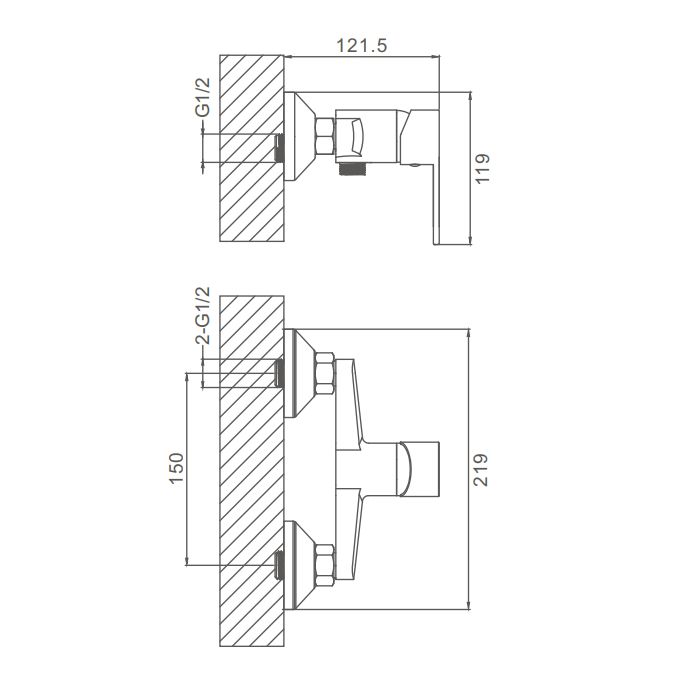 Смеситель для душа Prohanss P64.20, хром, артикул P64.20
