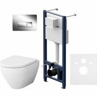 Комплект унитаза с инсталляцией AM.PM Spirit V2.0 FlashClean IS48051.701700 с сиденьем Микролифт и клавишей смыва Хром Комплект унитаза с инсталляцией AM.PM Spirit V2.0 FlashClean IS48051.701700 с сиденьем Микролифт и клавишей смыва Хром