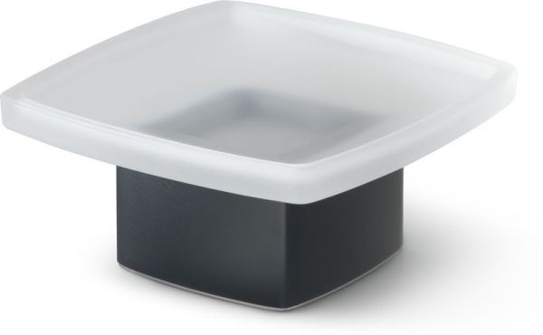 Gedy Lounge, настольная стеклянная мыльница на металлическом основании, цвет черный матовый