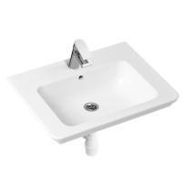 Комплект 3 в 1 Lavinia Boho Bathroom Sink 21510300, врезная фарфоровая раковина 60 см, смеситель, пластиковый сифон