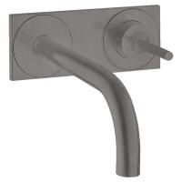 AX Uno² Встраиваемый смеситель для раковины, на 2 отв., с панелью, излив 165мм, с незапираем дон. клапаном (вн. часть), цвет: Шлифованный черный AX Uno² Встраиваемый смеситель для раковины, на 2 отв., с панелью, излив 165мм, с незапираем дон. клапаном (вн. часть), цвет: Шлифованный черный