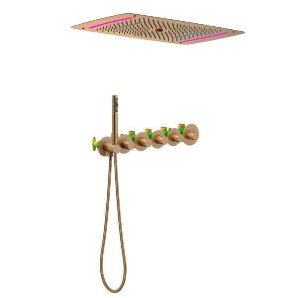 Душевая система встроенная с термостатом Timo Saona розовое золото (SX-2319/19SM)
