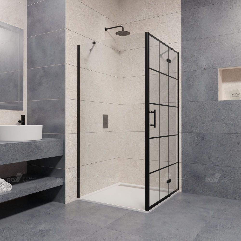 Душевой уголок RGW PA-77B R (PA-07B R + Z-050-2B + держатель O-204B) (900x700, Прозрачное)