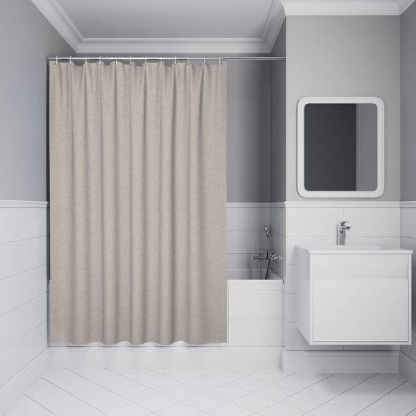 Штора для ванной, 200х180 см, Полиэстер, бежевый, IDDIS (DL02P18i11)