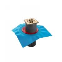 Трап BERGES водосток ZENTRUM Antik 100х100, золото глянец, выпуск D50/75/110 H74 вертикальный