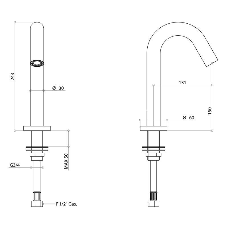 Bongio Time 2020 Излив для ванны из нержавеющей стали