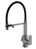 Смеситель для кухни с гибким изливом и подключением фильтра WONZON & WOGHAND, Темный графит (WW-88458012-BGM )