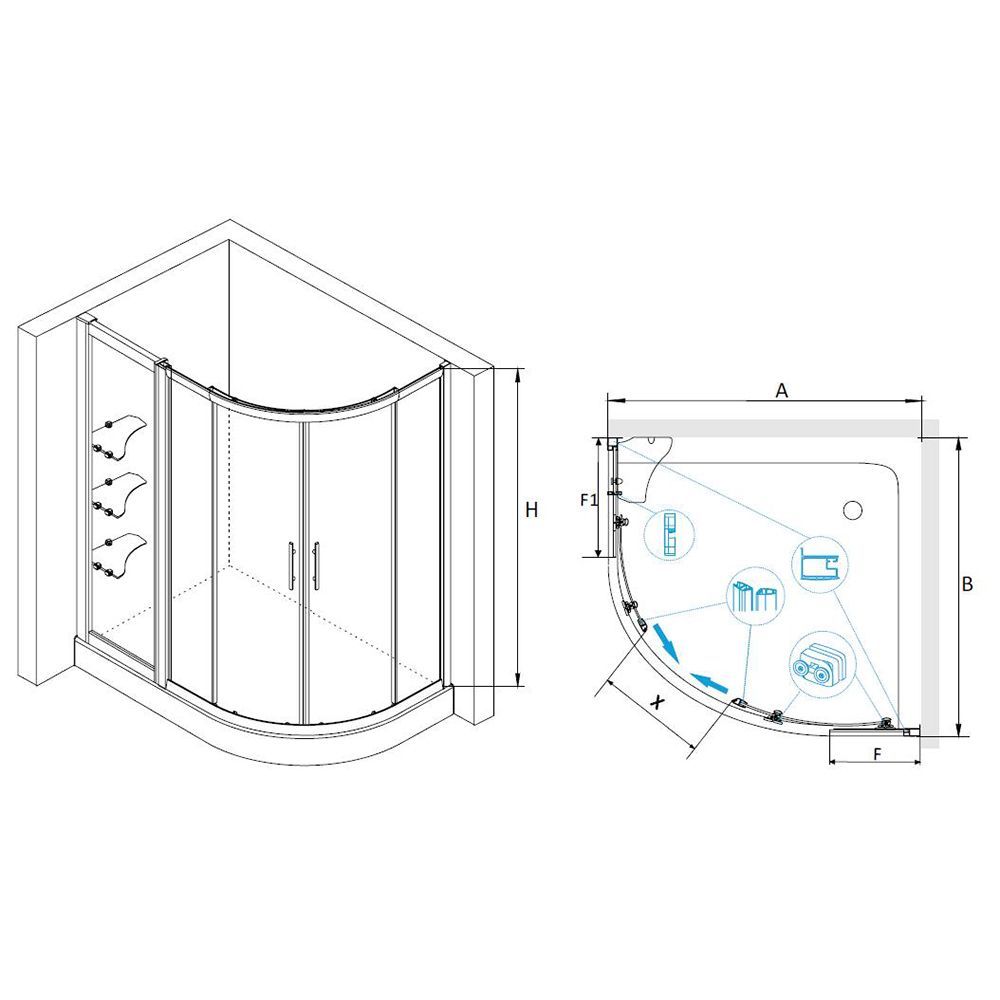 Душевой уголок RGW HO-62 (HO-51 + Z-42) (1000x1300, Прозрачное), артикул 03066213-11