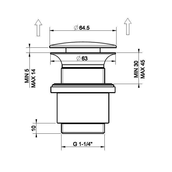 Gessi  Автоматический донный клапан “Stop&Go” для раковины c переливом, цвет: хром