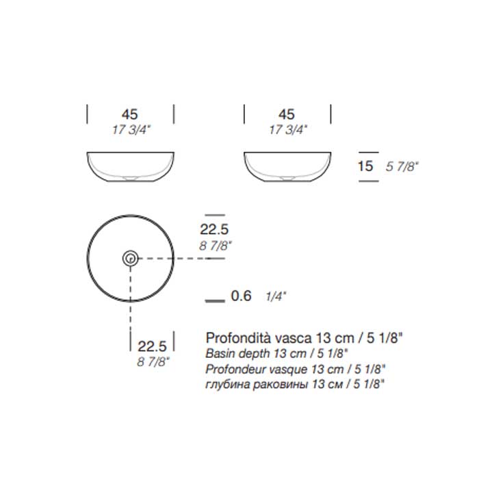 MILLDUE  Раковина  DEN C45 накладная из керамики ,45х15 см, без отв для смесителя, цвет белый глянцевый