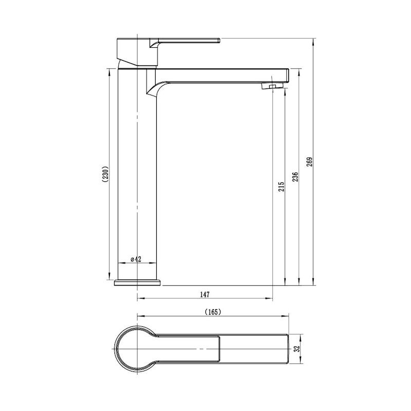 Смеситель для раковины высокий Voda RF25, хром