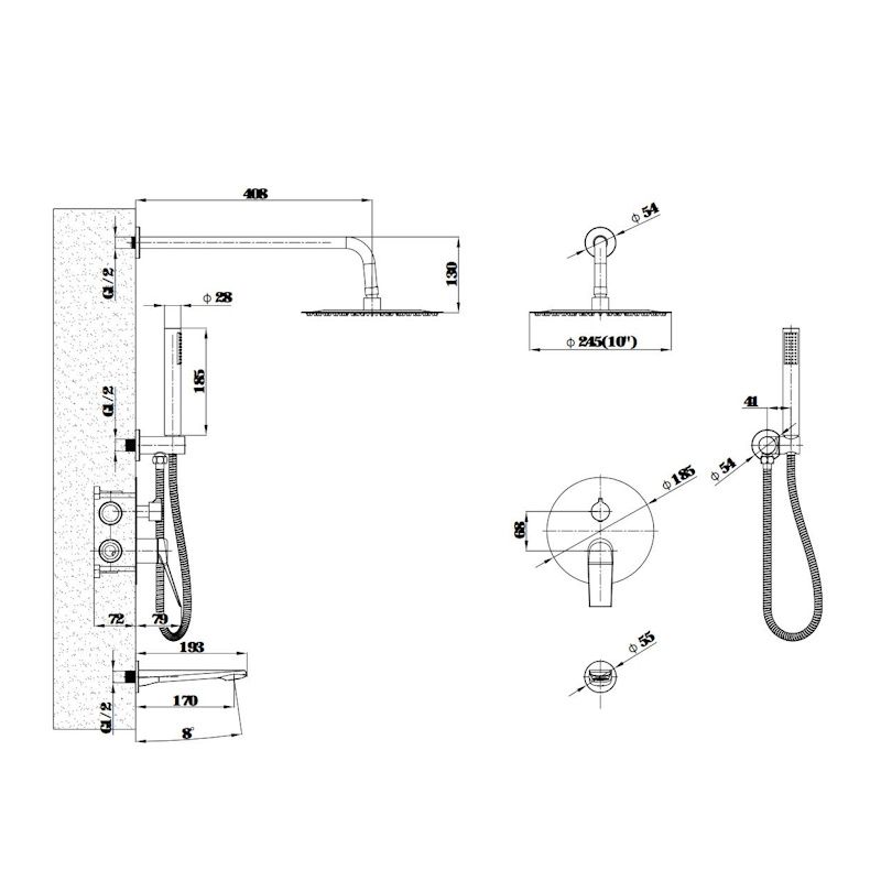 Душевая система встраиваемая Esko Shanghai Gold 7in1SHAGold, золотой сатин