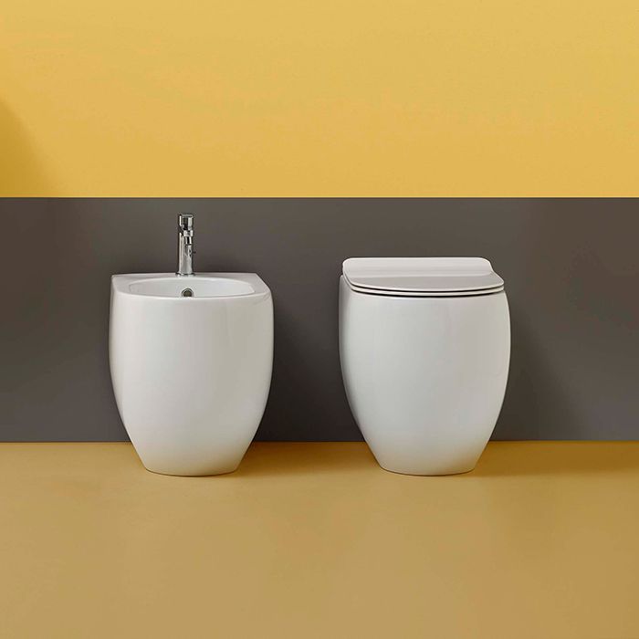 Kerasan Flo биде приставное 55 см, с 1 отв. под смеситель, цвет белый (крепить на силикон или на крепеж 762901)