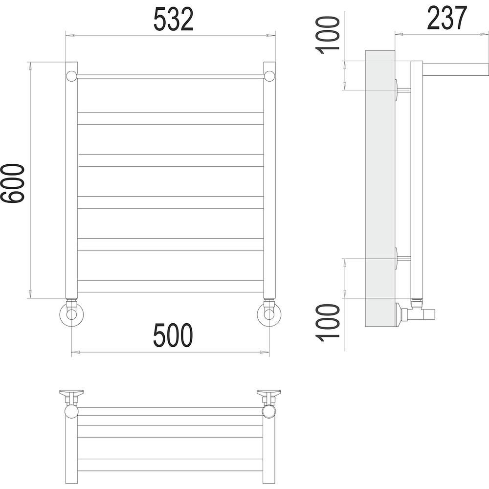 Полотенцесушитель водяной с полкой Terminus Хендрикс П6 50х60