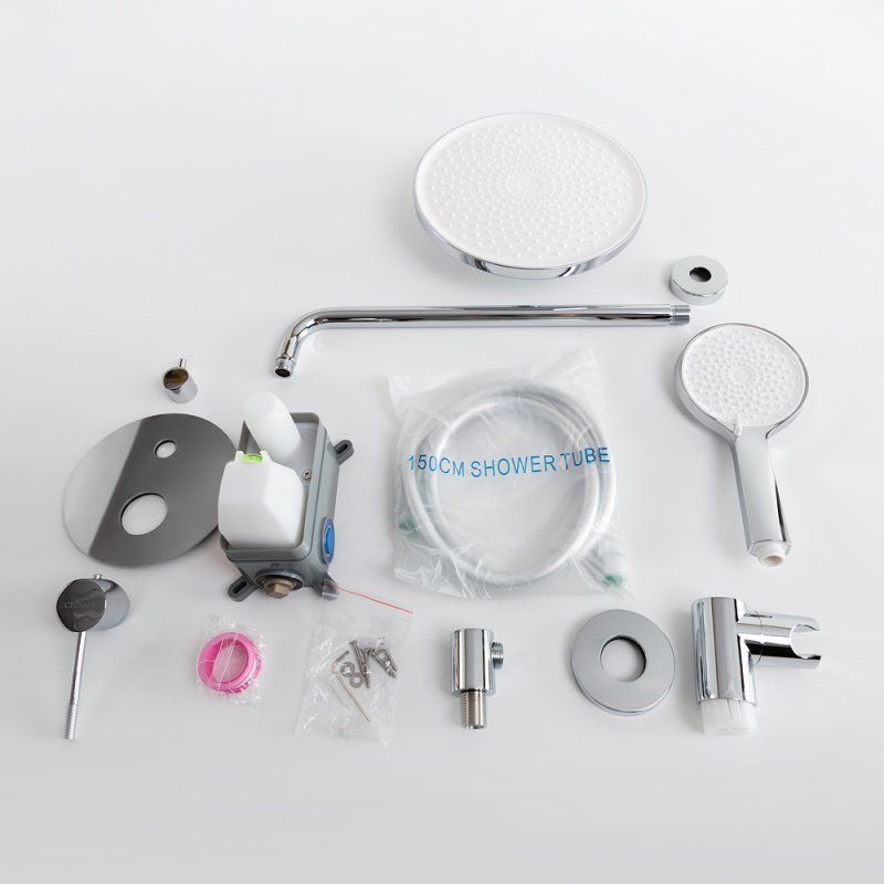 RELAX-DSET-IN Душевой комплект встраиваемый (смеситель встраиваемый, верхний душ, ручной душ со шлангом, штуцер с держателем), сатин, артикул RELAX-DSET-IN