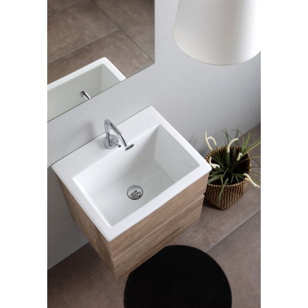 White Ceramic Laveria, тумба 50 см с 1 ящиком под постирочную раковину Rio, цвет цемент, артикул MEWMOB50C