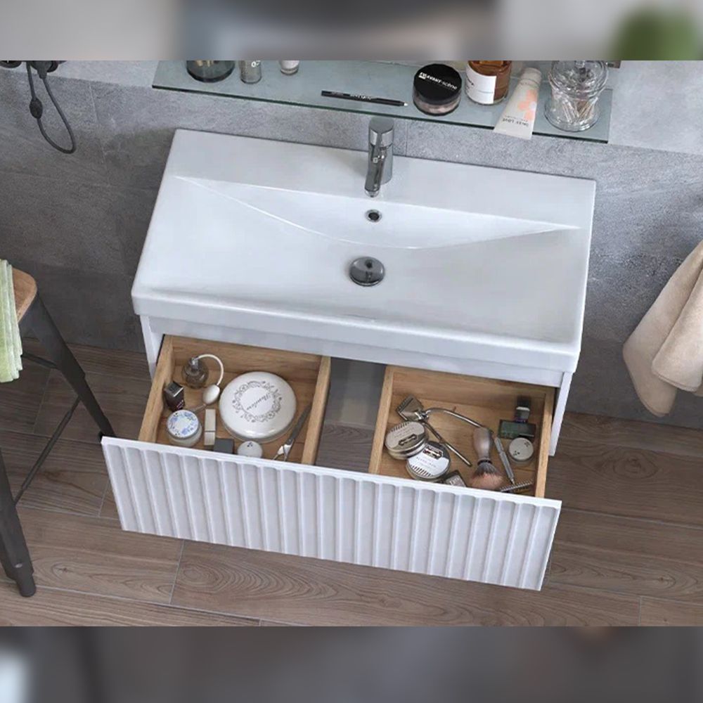 Тумба под раковину подвесная Velvex Compo tp.COM.9696.80.1Y белый глянец, 80 см, артикул tp.COM.9696.80.1Y белый глянец