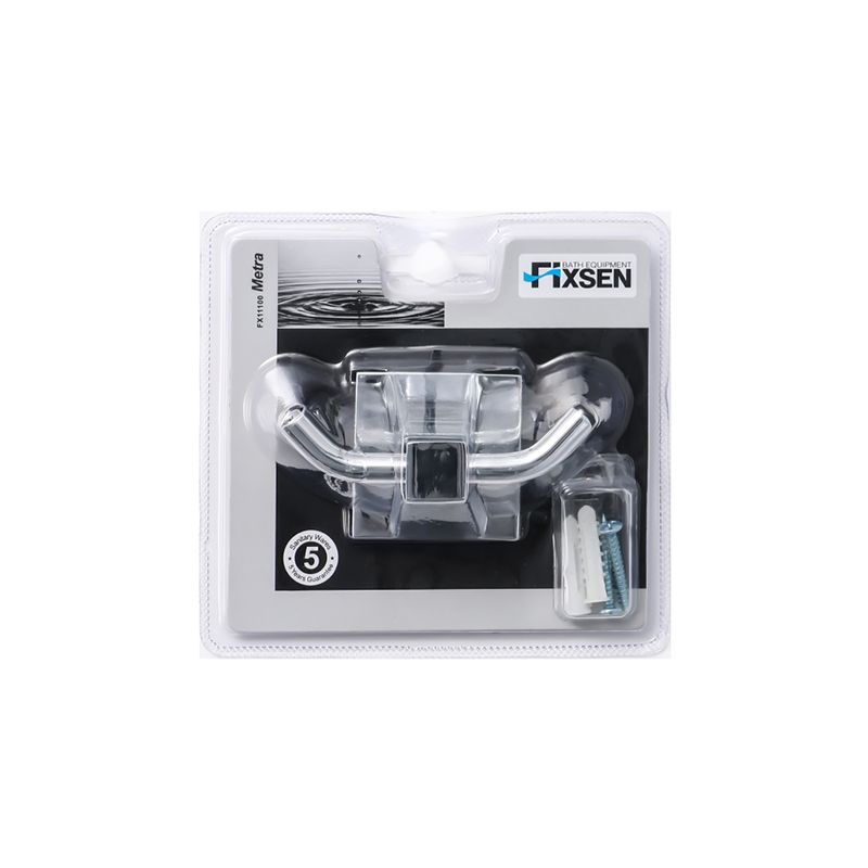 Двойной крючок для ванной FIXSEN METRA FX-11105A, хром, артикул FX-11105A