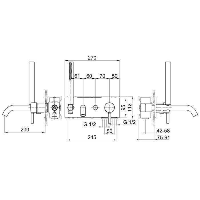 Смеситель для ванны и душа, Fantini, Nostromo, тип открывания воды-однорычажный, тип установки-встраиваемый, отверстия для монтажа-4, вынос излива, мм-200, комплектация-ручка, автоматический переключатель на 2 потока, ручная лейка SUN, шланговое подсоедин