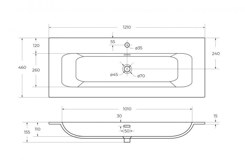 DUET-N База под раковину подвесная с двумя выкатными ящиками, Grafito, 800x457x500, DUET-N-800-2C-SO-GR-P, артикул DUET-N-800-2C-SO-GR-P