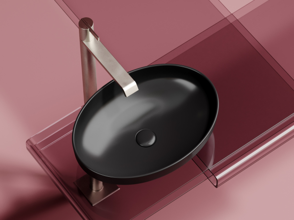 Умывальник чаша накладная овальная (цвет Черный Матовый) Элемент (Element) 502x363x145мм