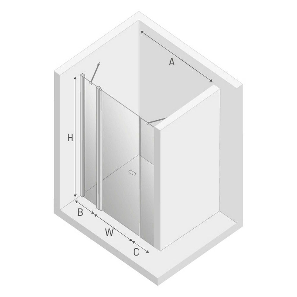 Дверь в нишу NEW TRENDY NEW SOLEO PLUS 140x195 D-0174A (хром)