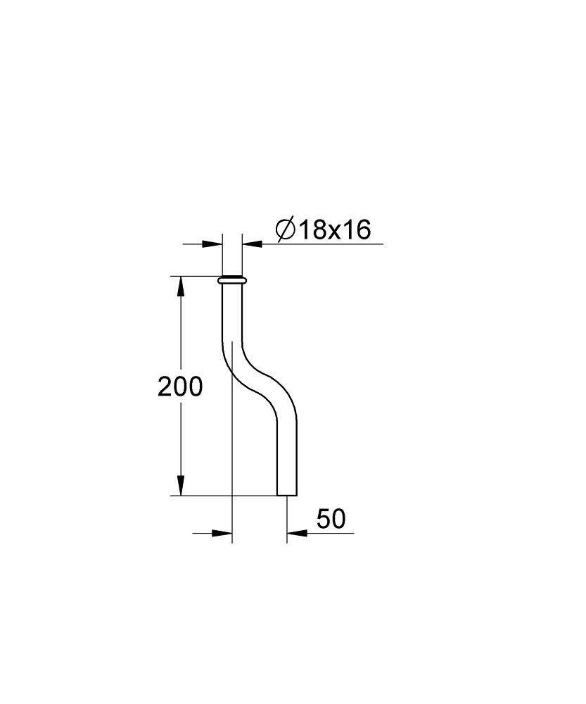 Сливная трубка для писсуара GROHE 200 мм, диаметр 18 мм, изгиб 50 мм (37040000) Сливная трубка для писсуара GROHE 200 мм, диаметр 18 мм, изгиб 50 мм (37040000)