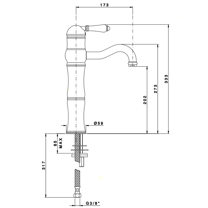 Nicolazzi El Capitan Смеситель для раковины высокий однорычажный, цвет: хром Nicolazzi El Capitan Смеситель для раковины высокий однорычажный, цвет: хром