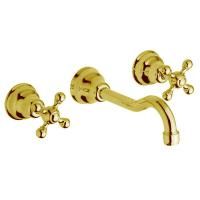 CISAL Arcana Смеситель для раковины на 3 отверстия из стены,излив 210 мм,внешняя и внутренняя части в комплекте, цвет золото