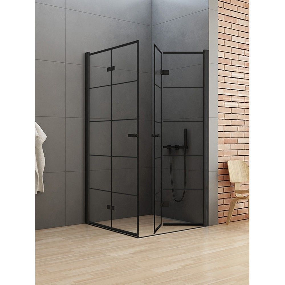 Душевое ограждение NEW TRENDY NEW SOLEO BLACK 80x90x195 D-0287A/D-0290A (черный)