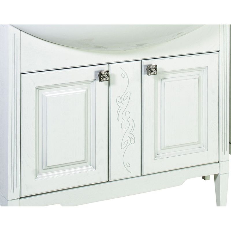 Тумба под раковину ASB-Woodline Модена 85 Белая с серебряной патиной, артикул 9130