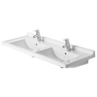 Duravit Starck 3 Раковина двойная 1300х485 мм с 2мя отверстиями под смеситель , с переливом, цвет белый