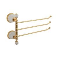 OLIVIA Полотенцедержатель тройной поворотный L35 cм, керамика белая, золото