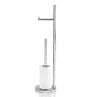 Decor Walther DW 6700 Напольная стойка с ершиком и бумагодержателем, фарфор, цвет: хром / белый