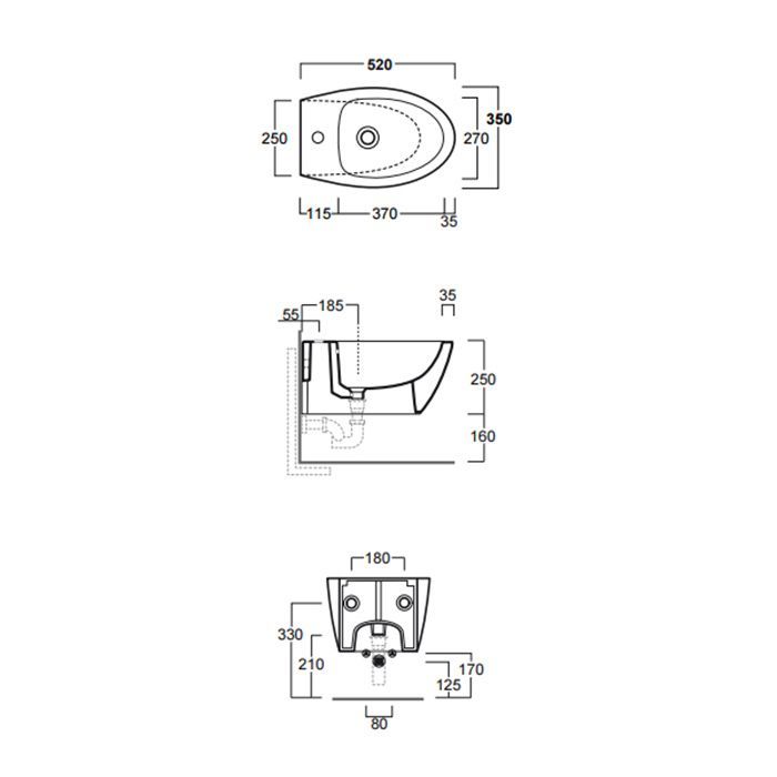 Simas Lft Spazio биде подвесное 52х35см с 1 отв. под смеситель, цвет черный глянец, без крепления F85
