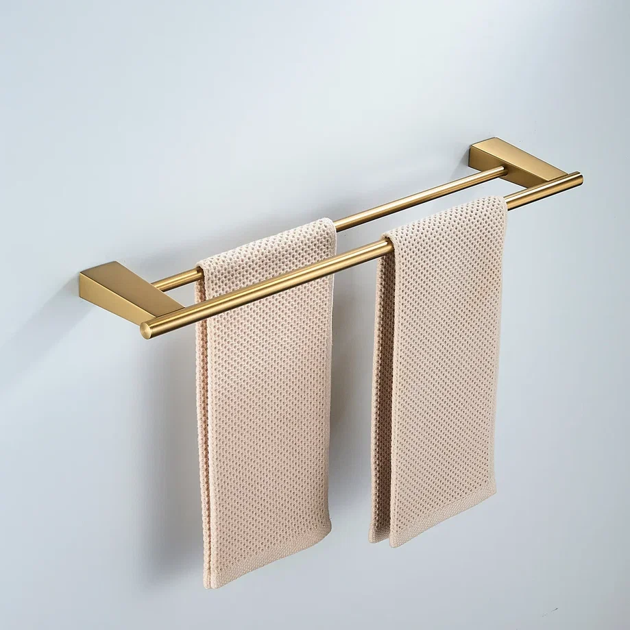 Полотенцедержатель двойной Shevanik SG5727G, золотой сатин