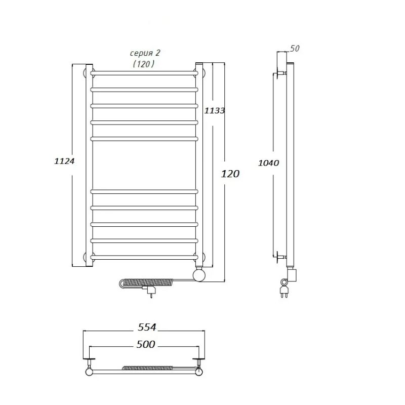 Электрический полотенцесушитель Тругор Аспект 2 элТЭН 120x50 Хром