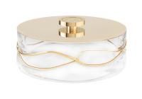 Surya Crystal Stream, круглая емкость с крышкой 16х16хh6 см, для гигиенических принадлежностей, цвет золото