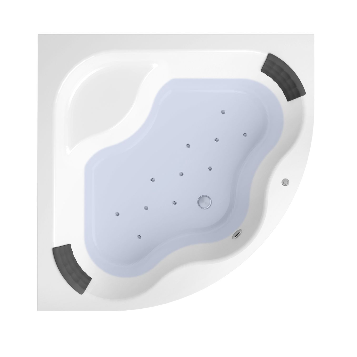 Аэромассажный комплект 4 в 1 Lavinia Boho Aveo 361700A0, акриловая ванна 150x150 см, каркас с монтажным набором, подголовник, аэромассаж