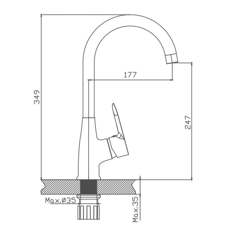 Смеситель для кухни Cron CN76095, хром