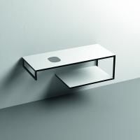 KERASAN LOUISE Структура металлическая подвесная 120 см, нерж сталь, с полкой, с отв под раковину,с полотенцедерж, цвет белый матовый