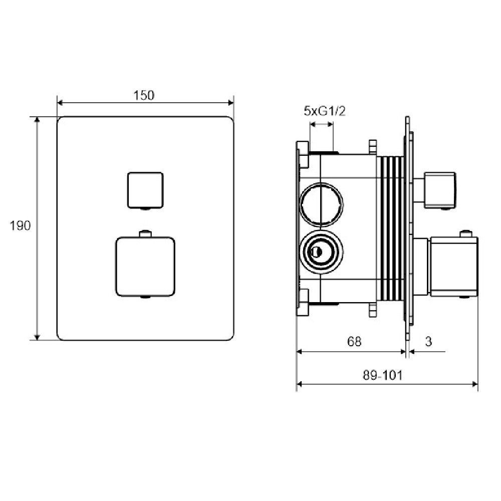 Смеситель термостатический для душа скрытого монтажа EXCELLENT Keria AREX.2048BL (черный мат)