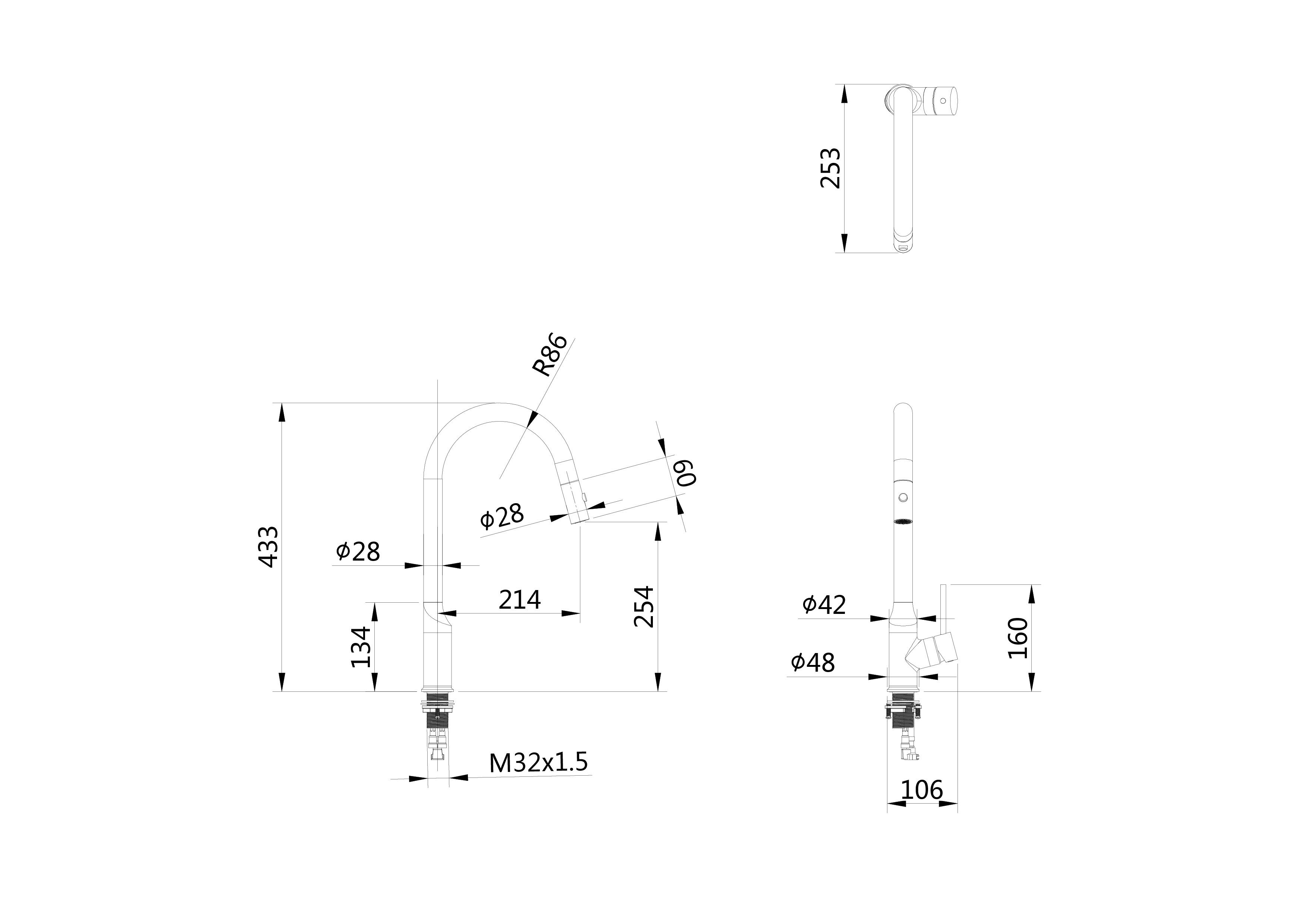 Смеситель для кухни с выдвижным изливом WONZON & WOGHAND, Белый матовый (WW-A21252-MW) Смеситель для кухни с выдвижным изливом WONZON & WOGHAND, Белый матовый (WW-A21252-MW)