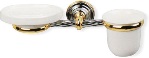 Stil Haus Giunone, настенные керамические мыльница + стакан, цвет хром