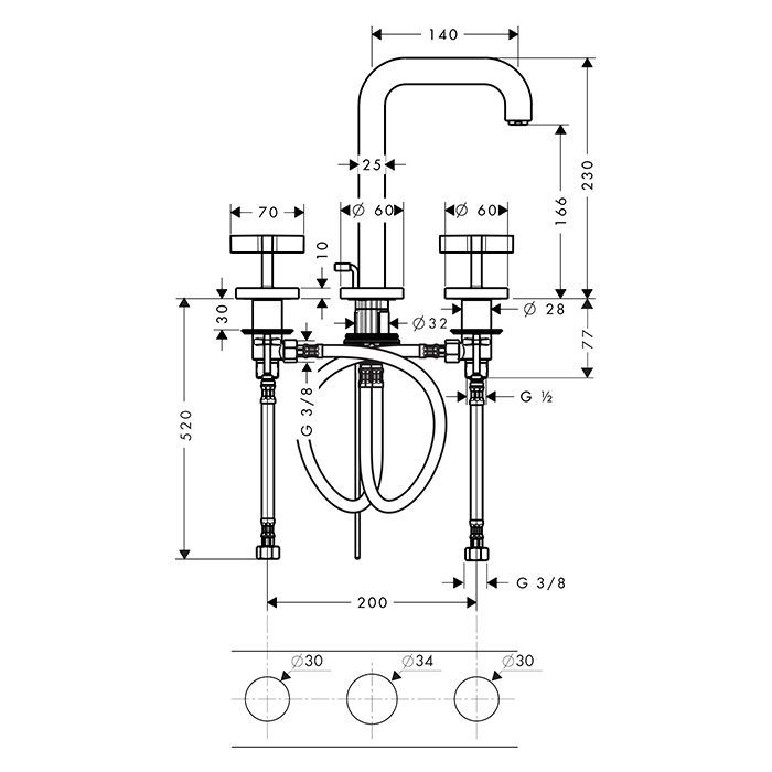 AX Citterio Смеситель для раковины , цвет шлифованная медь