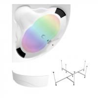 Комплект 5 в 1 Lavinia Boho Elegant S4-3705015P, акриловая ванна 150x150 см, усиленный металлический каркас с монтажным набором, мягкий силиконовый подголовник 2 штуки, лицевой экран, хромотерапия