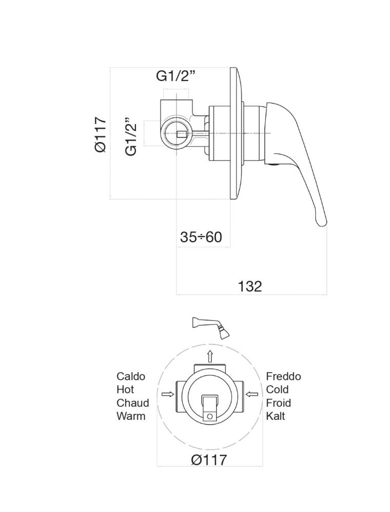 Смеситель для душа Fiore KING 39CR1300, хром, артикул 39CR1300